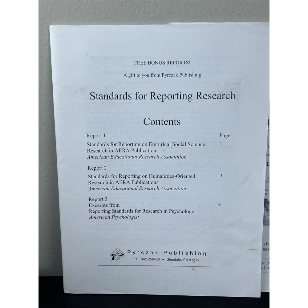 Writing Empirical‎ Research Reports Pyrczak Galvan Paperback Research Methods
